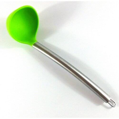 100 pcs New Kitchen Tools Rainbow Series Cookware Silicone Tablespoon / Soup Spoon Stainless Steel Handle Anti-hot Ladles