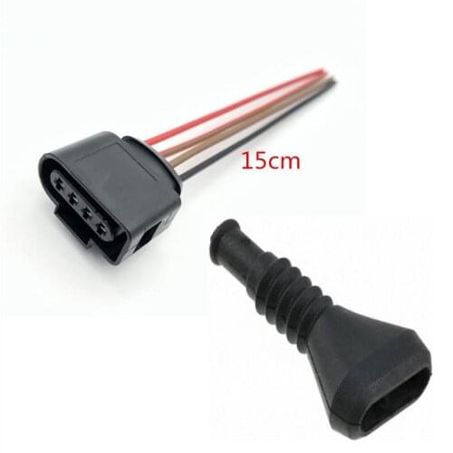 4 Pin/Way Female Auto Ignition Coil Connector Plug Wire Harness Cable With Rubber Boot Repair Kit Case For A4 A6 VW Passat