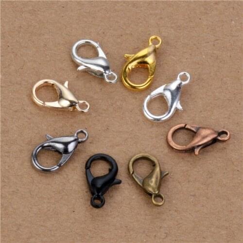 50Pcs/lot )Pick 8 Colors Zinc Alloy Jewelry Findings 502 Lobster Clasp Hooks Vintage Jewelry Making Clasps 12x6mm