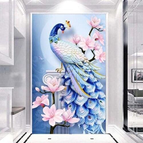 5D DIY Diamond Embroidery Animal peacock Cross stitch Diamond Painting Round Drill Picture Of Decor Christmas present