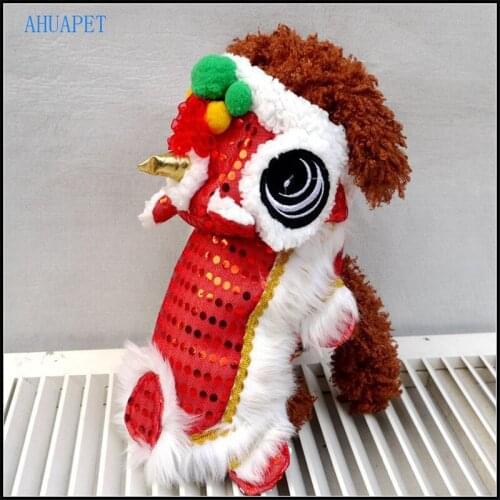AHUAPET New Year Dog Costume Spring Festival Teddy Dog Coat Winter Puppy Costume Pet Lion Dance Clothes xxx Dog/Cat Tang Suit E