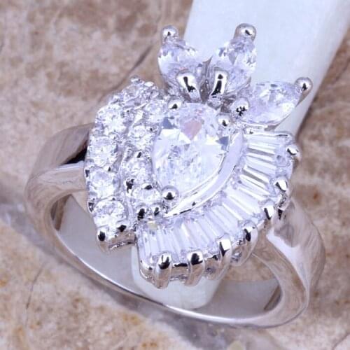 Brilliant White CZ Silver Plated Womens Jewelry Ring Size 6 / 7 / 8 / 9 R0549