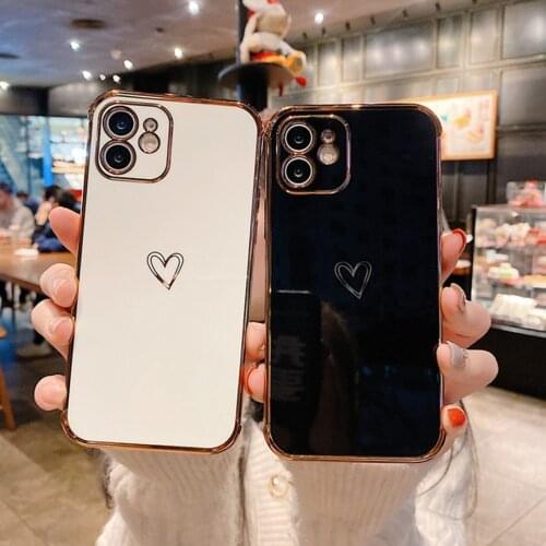 For iPhone 11 Case Luxury Plating Cover For iPhone 12 11 Pro Max 12 Mini XR X XS 7 8 Plus SE 2020 Case Silicone Love Cover Coque