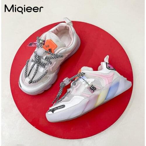 Children Anti-slip Soft Jelly Bottom Sneakers Breathable Mesh Lightweight Casual Shoes Fashion Dad Clunky Sneaker For Boy Girl