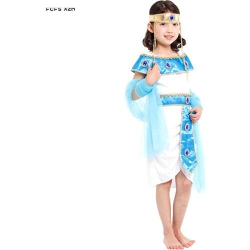 Girls Halloween Cleopatra Costume Kids Children Princess Queen of Egypt Cosplay Carnival Purim Stage play Masquerade party dress