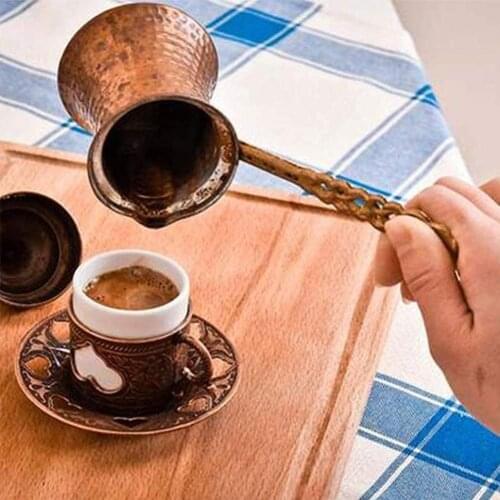 For Turkish Coffee Pot Coffee Maker Pot With Brass Handle Copper Handmade Casting Decorative Gift Accessory Coffee Accessories