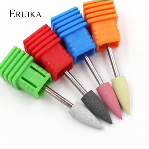 ERUIKA 4PC/set 6*16mm Bullet Head Nail Drills Rubber Silicon Bit Nail Buffer Mills For Manicure Pedicure Clean Polish Tools