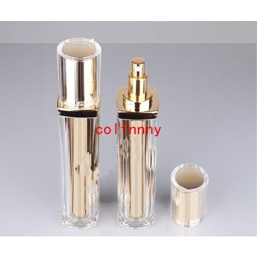 50pcs/lot 30ML 60ml Spray Pump Bottle,gold Perfume Bottle With Mist Atomizer,Golden Acrylic Cap,Sample Cosmetic Container