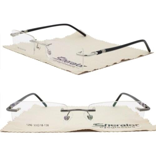 Classic 1290 nickel copper rectangle rimless frame combined with TR90 flexible temple tendy simple prescription glasses for men
