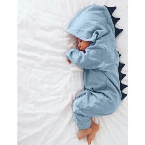 2021 New Baby Boy Girl Clothes Newborn Infant Baby Boy Girl Dinosaur Hooded Romper Jumpsuit Outfits Autumn Winter Kids Clothes