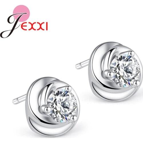 Korean Trend Simple Flower Design Stud Earrings Cubic Zirconia For Women Party 925 Sterling Silver Piercied Ear Jewelry