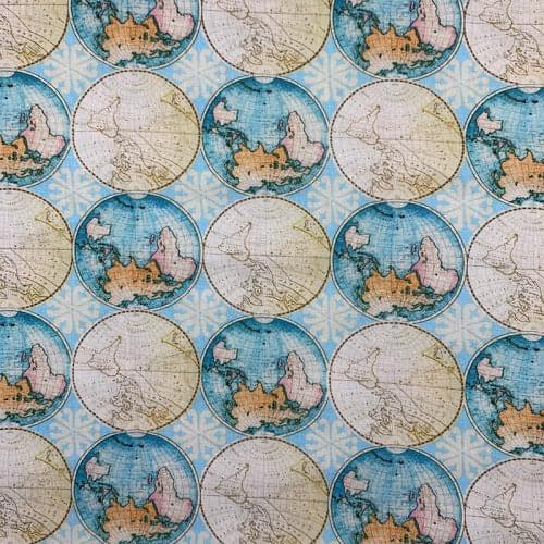 Beautiful Digital Printing light Blue bottom globe pattern 100% Cotton Fabric Sewing Material Children Fabric Diy Shirt Clothing