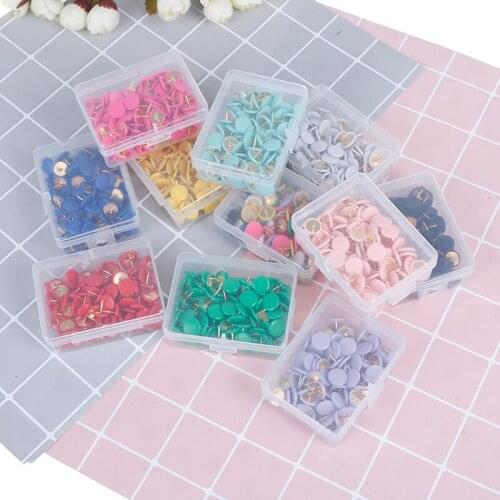 100pcs Round Push Pins Thumb Tacks For Office School Notice Board Cork Paper Map Thumb Tacks Point Bulletin Drawing