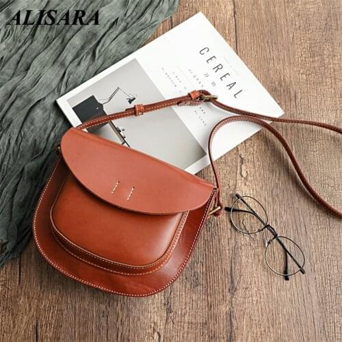 Brown Saddle Small briefcase Retro genuine cow leather Messenger bag Envelope bag Vintage versatile quilted handbag for women