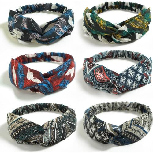 LIMARIO Fashion Women Girls Bohemian Hair Bands Print Headbands Vintage Cross Turban Bandage Bandanas HairBands Hair Accessories