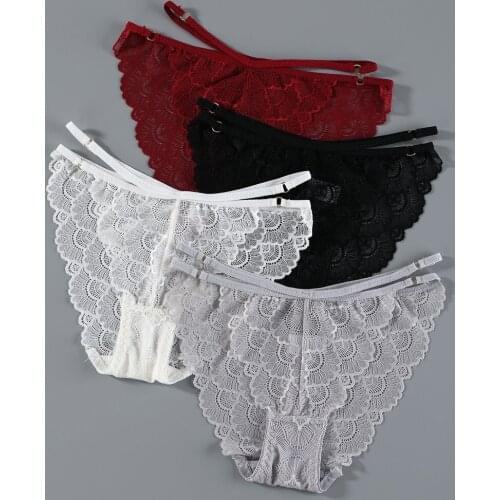 Fashion Panties Women Lace Transparent Underwear Female Sexy Low Rise Briefs Ladies Adjustable Lingerie Ultra-thin Underpants