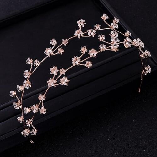 Fashion Gold Crystal Wedding Tiara Princess Headband Hair Jewelry Bridal Headpiece Hair Accessories FD724