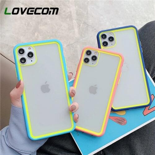 LOVECOM Phone Case For iPhone 12 Mini 11 Pro Max XR XS Max 7 8 Plus X Soft Acrylic Cute Splicing Candy Clear Back Cover Coque