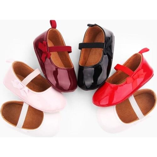 Baby Girl PU Princess Shoes Newborn Infant Girls Bowknot Soft Soled Sneakers Toddler Anti-slip Walking Shoe 0-18M