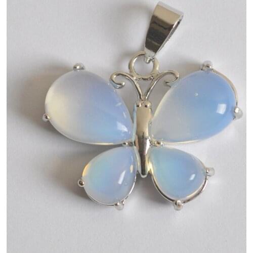 Opal Stone Bead GEM Pendant Butterfly Animal Jewelry S3042