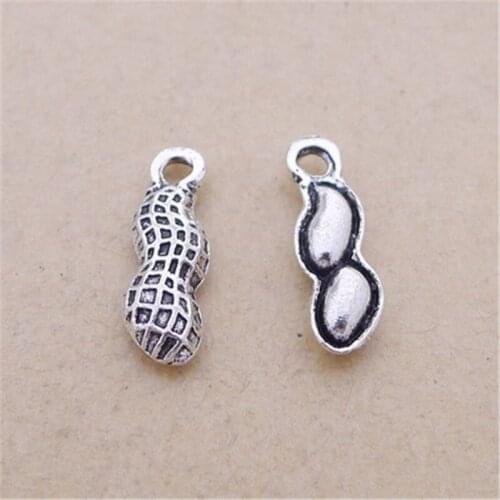 BULK 30 Zinc Alloy Antique Plated Food Theme Peanut Charms DIY Jewelry Making 18*6mm 1.1g