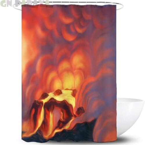 Volcano eruption Psychedelic Bath Curtains Waterproof Polyester Fabric Lava red Shower Curtains Screen with Hooks Accessories