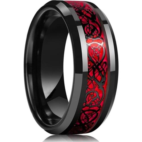 Luxury Mens Ring Silver/Black King Will Dragon 8mm 316L Stainless Steel Ring Celtic Dragon Titanium Steel Rings for Men Jewelry