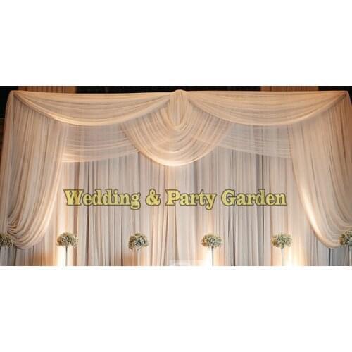 10ft*20ft Luxury White Wedding Backdrop with Beatiful Swag Wedding drape and curtain wedding decoration