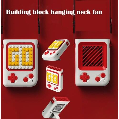 Neck Fan Portable Mini U Disk Fan DIY Building Blocks Puzzle Rechargeable Outdoor Travel Noise Reduction Small Handheld Fan