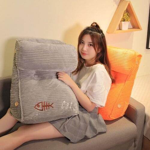 Cute Reading & Bed Rest Pillow With Pocket,Big Wedge Backrest,Cozy Triangular Back Support Cushion for Adults Sitting Up in Bed