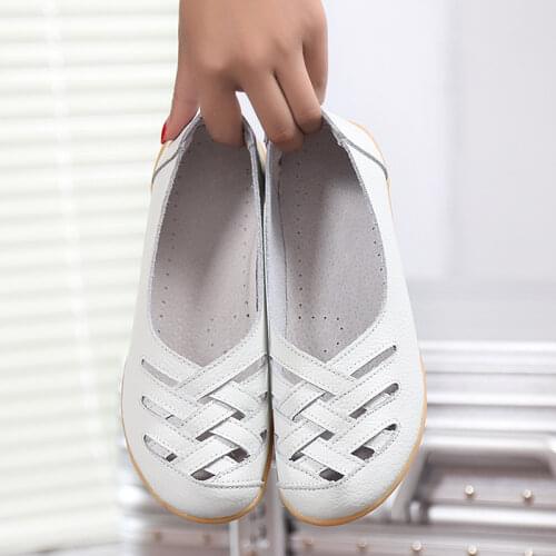 Genuine Leather Womens Shoes Flats Loafers Ladies Shoes Slip on Womens Female Ballet Tenis 2021 New2021