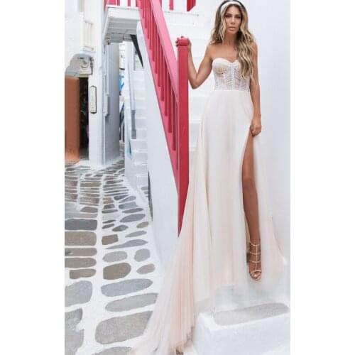 Eightree Vintage A-Line Wedding Dresses Sexy Sweetheart Beading Appliques Side Slit Bridal Dress Sleeveless Wedding Gowns Custom
