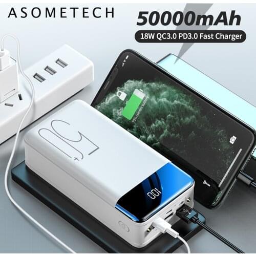 Power Bank 50000mAh USB C Type C Fast Charging PowerBank 18W Quick PoverBank External Battery Charger For Xiaomi Mi 9 8 iPhone