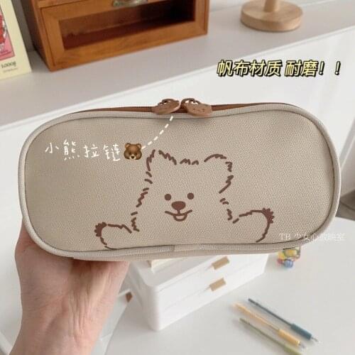 Carton Bear Pencil Bag Canvas Pencil Bag Students Zipper Pencil Bag