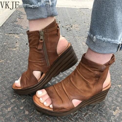 2021 Summer Women Sandals Gladiator Wedges Ladies Buckle Platform Casual Shoes Woman Soft Shoes