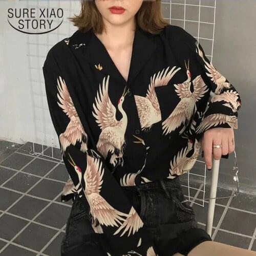 Plus Size Women Tops and Blouses Chiffon Loose Harajuku Shirts Vintage Women Blouse Fashion Long Sleeve Chemisier Femme 0845