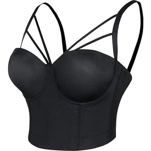 2020 Fashion Mesh Sexy Crop Top Womens Corset Bustier Cami Top Bra Night Club Push Up Black White Tank Top Dropshipping