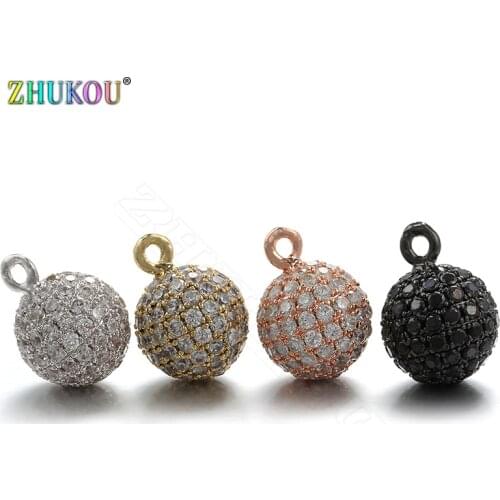 ZHUKOU 10x14mm Round Geometric Charms for Jewelry Making Best Quality Brass Cubic Zirconia Pendant for Jewelry Accessorie VD387