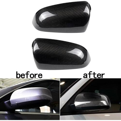 1 Pair Car Rearview Covers Black Real Carbon Fiber Mirror Caps Trim Accessories for Audi A3 A4 A5 B7 A6 C7 2005-2012