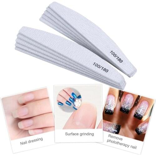 10pcs Arch Shape Nail Files Buffing Polish Professional Manicure Nail Art Tools Grey Sanding Buffer Block File Sandpaper