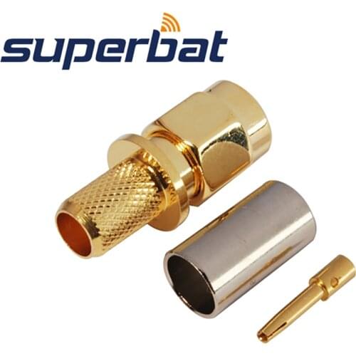 Superbat 10pcs Reverse SMA Plug(Female Pin) Straight Crimp Soler Attachment RF Coaxial Connector for LMR240 50 Ohm
