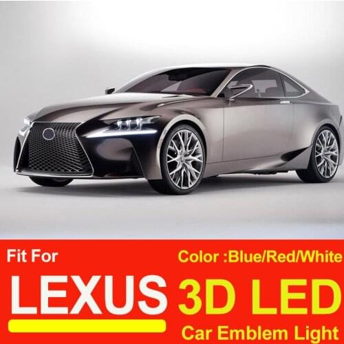 3D Car Emblem Light Badge Cvoers Auto Logo Lamp for GS300 ES300 ES240 DS350 LS270 RX450h CT200h EX250 Accessory Blue/Red/White