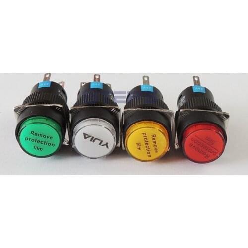 Free shipping 4pcs/lot Self-reset switch include lamp 24V Round shape point move start button 4 colors LA16-Y-11DN 16mm