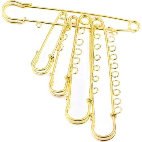 XINYAO 30 60 80 90mm Rhinestone Gold Safety Brooch Pins With Loops Fitting DIY Brooch For Women Base Jewelry Making Supplies