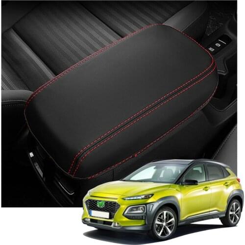 LFOTPP Car Armrest Box Cover For Kona 2018 2019 2020 Central Control Armrest Storage Box Pad Auto Interior Accessories