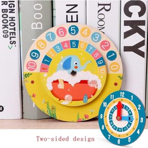 Children Montessori Wooden Clock Toys Hour Minute Second Cognition Colorful Clocks Toys for Kids Early Preschool Teaching Aids