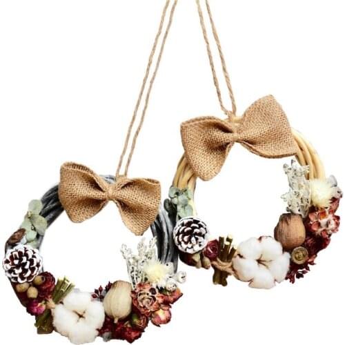 DIY dried flower eternal wreath material package dry flower eternal rose garland cane pine cones cotton home decoration