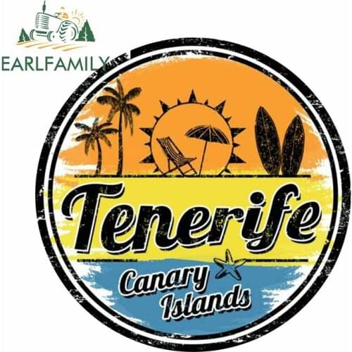 EARLFAMILY 13cm x 13cm For Tenerife Stamp Travel Repair Decals Creative Car Stickers Occlusion Scratch Waterproof For JDM SUV RV