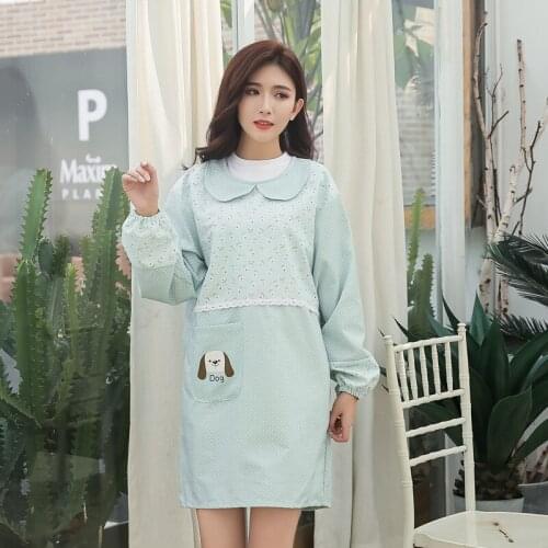 Apron overalls household cotton fashion kitchen ladies waterproof and oil-proof cute Japanese Korean version of the cotton