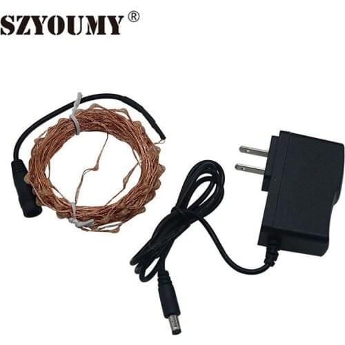 SZYOUMY 12v 10M Copper wire string light with Power Adapter fairy for wedding holiday home decoration